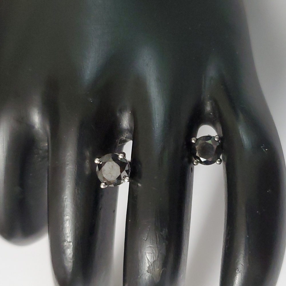 Watch Video / Rare 2 Cttw Black Diamond Sterling Silver 925 Earrings